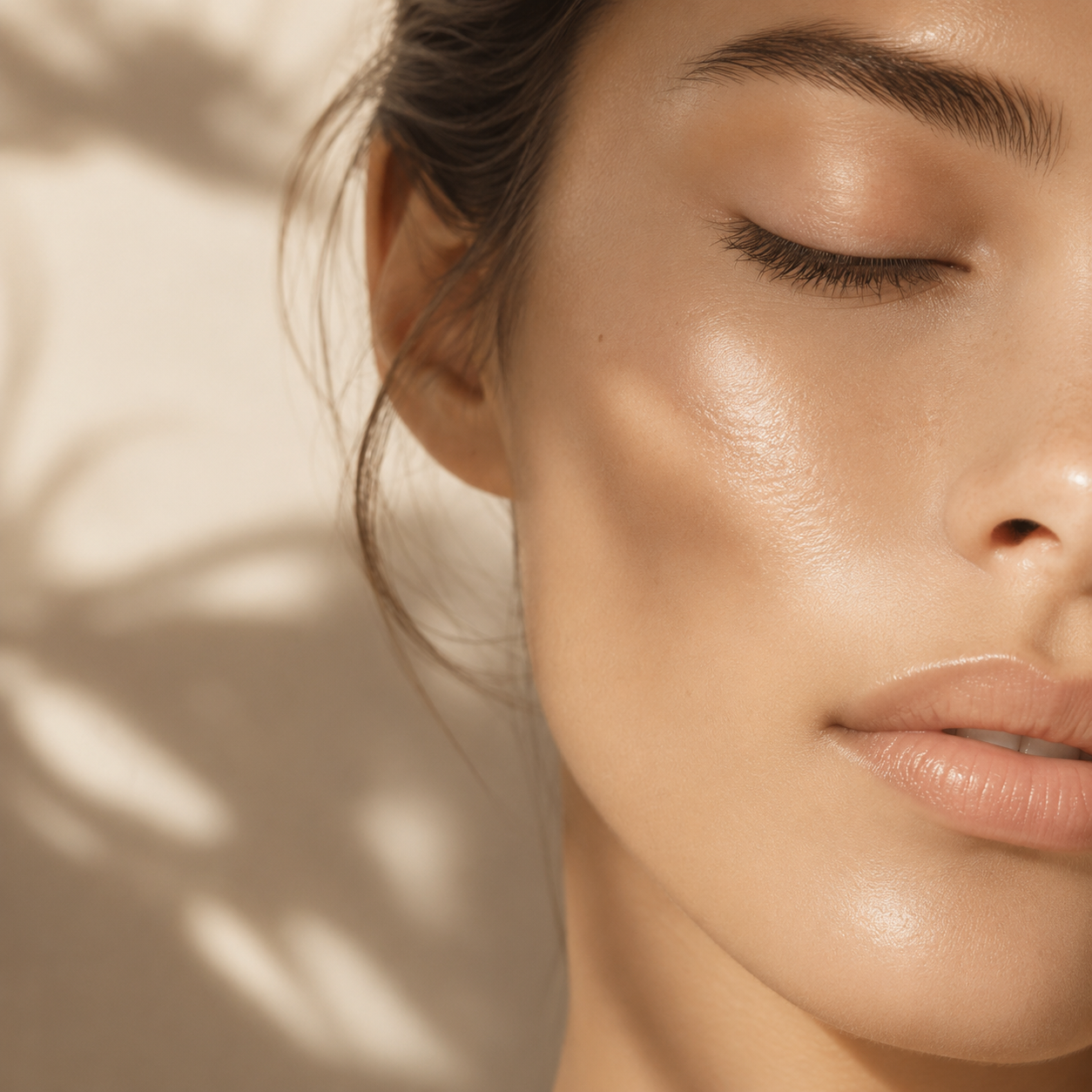Sun-kissed close-up of luminous, healthy skin